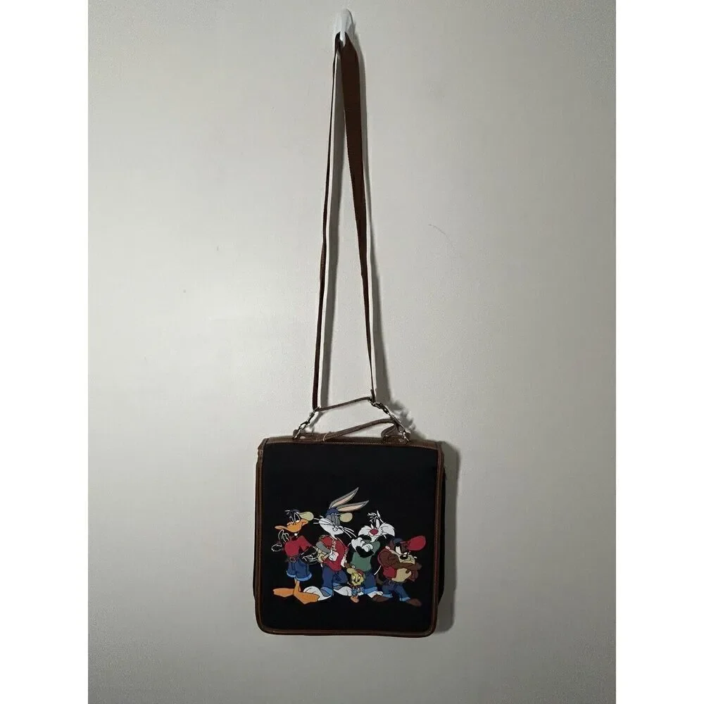 Looney Tunes 3 Ring Binder 1996 Zipper Keeper Taz Tweety Bugs Bunny Daffy
